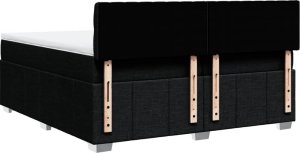 vidaXL Łóżko kontynentalne z materacem, czarne, tkanina, 200x200 cm 8