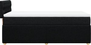 vidaXL Łóżko kontynentalne z materacem, czarne, tkanina, 100x200 cm 7