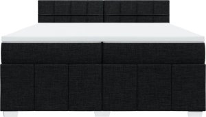 vidaXL Łóżko kontynentalne z materacem, czarne, tkanina, 200x200 cm 6