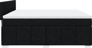 vidaXL Łóżko kontynentalne z materacem, czarne, tkanina, 200x200 cm 7