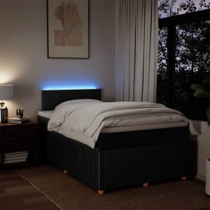 vidaXL Łóżko kontynentalne z materacem, czarne, 120x190 cm, tkanina 5