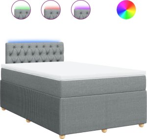 vidaXL Łóżko kontynentalne z materacem, jasnoszare, 120x190 cm tkanina 2
