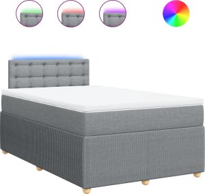 vidaXL Łóżko kontynentalne z materacem, jasnoszare, 120x190 cm tkanina 2