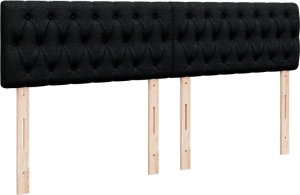 vidaXL Łóżko kontynentalne z materacem, czarne, tkanina, 200x200 cm 12