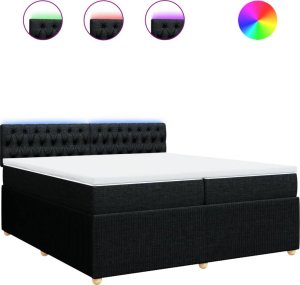 vidaXL Łóżko kontynentalne z materacem, czarne, tkanina, 200x200 cm 2