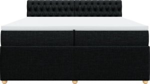 vidaXL Łóżko kontynentalne z materacem, czarne, tkanina, 200x200 cm 6