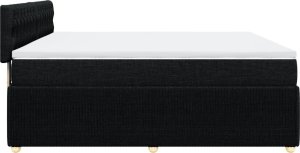 vidaXL Łóżko kontynentalne z materacem, czarne, tkanina, 200x200 cm 7