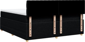 vidaXL Łóżko kontynentalne z materacem, czarne, tkanina, 200x200 cm 8