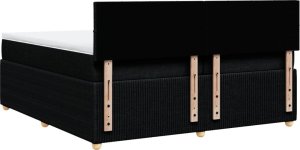 vidaXL Łóżko kontynentalne z materacem, czarne, tkanina, 200x200 cm 8