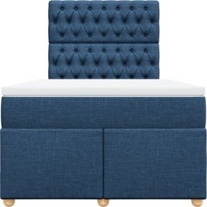 vidaXL Łóżko kontynentalne z materacem, niebieskie, 120x190cm, tkanina 3