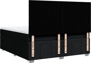 vidaXL Łóżko kontynentalne z materacem, czarne, tkanina, 200x200 cm 6