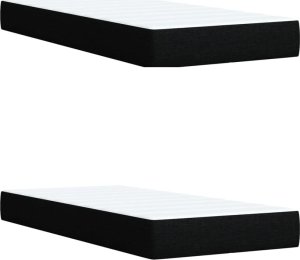 vidaXL Łóżko kontynentalne z materacem, czarne, tkanina, 200x200 cm 10