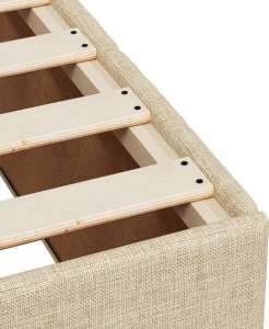 vidaXL Łóżko kontynentalne z materacem, kremowe, tkanina, 140x200 cm 11