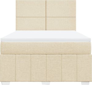 vidaXL Łóżko kontynentalne z materacem, kremowe, tkanina, 140x200 cm 4