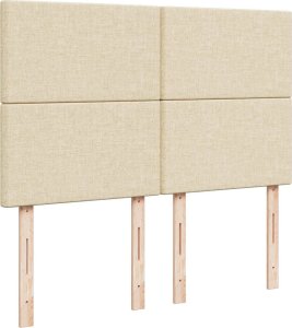 vidaXL Łóżko kontynentalne z materacem, kremowe, tkanina, 140x200 cm 7