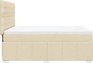 vidaXL Łóżko kontynentalne z materacem, kremowe, tkanina, 140x200 cm 5