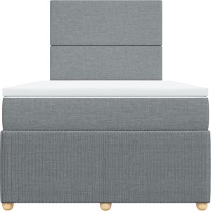vidaXL Łóżko kontynentalne z materacem, jasnoszare, 120x190 cm tkanina 4