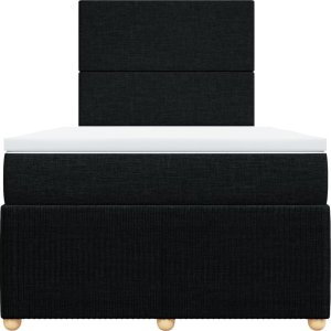 vidaXL Łóżko kontynentalne z materacem, czarne, 120x190 cm, tkanina 4