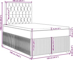 vidaXL Łóżko kontynentalne z materacem, jasnoszare, 120x190 cm tkanina 12