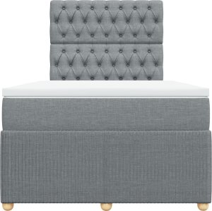 vidaXL Łóżko kontynentalne z materacem, jasnoszare, 120x190 cm tkanina 4