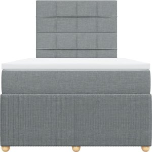 vidaXL Łóżko kontynentalne z materacem, jasnoszare, 120x190 cm tkanina 4