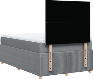 vidaXL Łóżko kontynentalne z materacem, jasnoszare, 120x190 cm tkanina 6