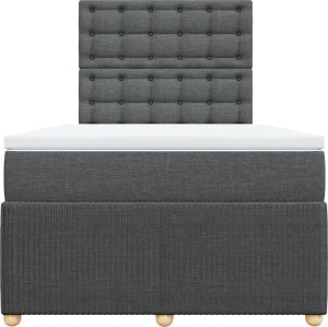 vidaXL Łóżko kontynentalne z materacem, ciemnoszare, 120x190cm tkanina 4