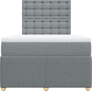 vidaXL Łóżko kontynentalne z materacem, jasnoszare, 120x190 cm tkanina 4