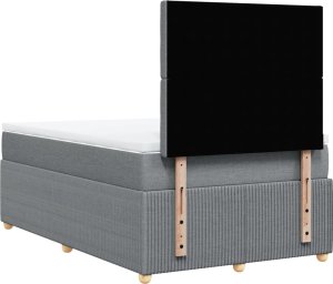 vidaXL Łóżko kontynentalne z materacem, jasnoszare, 120x190 cm tkanina 6