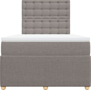 vidaXL Łóżko kontynentalne z materacem, taupe, 120x190 cm, tkanina 4