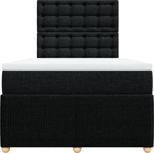 vidaXL Łóżko kontynentalne z materacem, czarne, 120x190 cm, tkanina 4