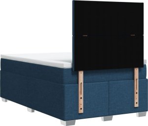 vidaXL Łóżko kontynentalne z materacem, niebieskie, 120x190cm, tkanina 12