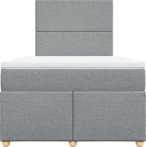 vidaXL Łóżko kontynentalne z materacem, jasnoszare, 120x190 cm tkanina 5