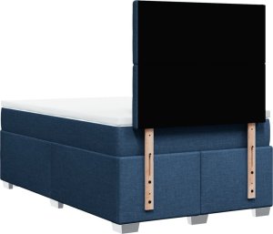 vidaXL Łóżko kontynentalne z materacem, niebieskie, 120x190cm, tkanina 12