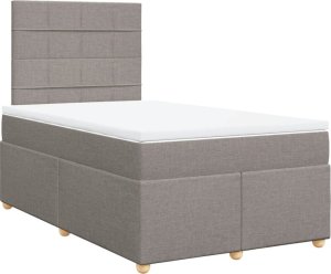 vidaXL Łóżko kontynentalne z materacem, taupe, 120x190 cm, tkanina 3