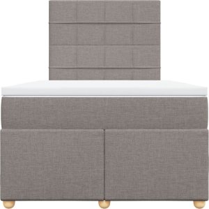 vidaXL Łóżko kontynentalne z materacem, taupe, 120x190 cm, tkanina 6