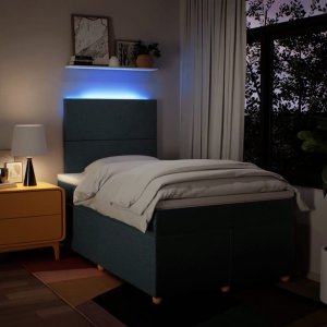 vidaXL Łóżko kontynentalne z materacem, niebieskie, 120x190cm, tkanina 4