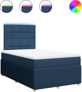vidaXL Łóżko kontynentalne z materacem, niebieskie, 120x190cm, tkanina 2