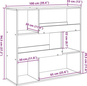 vidaXL Regał, dąb sonoma, 100x33x94,5 cm 9
