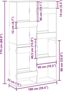 vidaXL Regał/przegroda, dąb sonoma, 100x33x175 cm 9