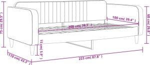 vidaXL Sofa z funkcją spania, ciemnoszara, 100x200 cm, aksamit 8