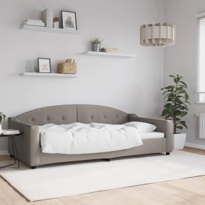 vidaXL Sofa z funkcją spania, kolor taupe, 100x200 cm, obita tkaniną 1