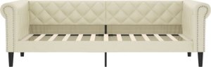 vidaXL Sofa z funkcją spania, kremowa, 100x200 cm, sztuczna skóra 3