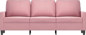 vidaXL Sofa 3-osobowa, różowa, 180 cm, obita aksamitem 3