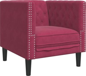 vidaXL Fotel Chesterfield, winna czerwień, tapicerowany aksamitem 2