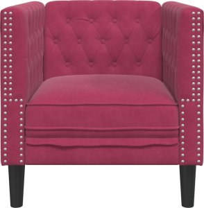 vidaXL Fotel Chesterfield, winna czerwień, tapicerowany aksamitem 4