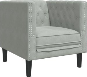 vidaXL Fotel Chesterfield, jasnoszary, tapicerowany aksamitem 2