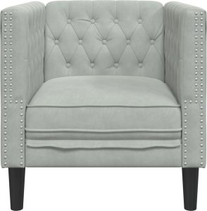 vidaXL Fotel Chesterfield, jasnoszary, tapicerowany aksamitem 4