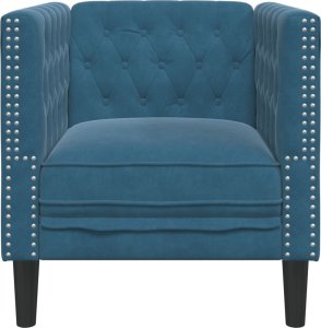 vidaXL Fotel Chesterfield, niebieski, tapicerowany aksamitem 4