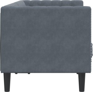 vidaXL Sofa Chesterfield z wałkami, dwuosobowa, ciemnoszara, aksamit 5